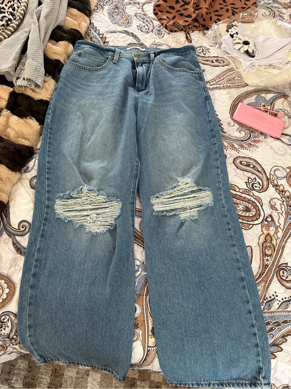Levi’s High-Waist ‘94 baggy  Distressed Wide-Leg Jeans - Blue size 31